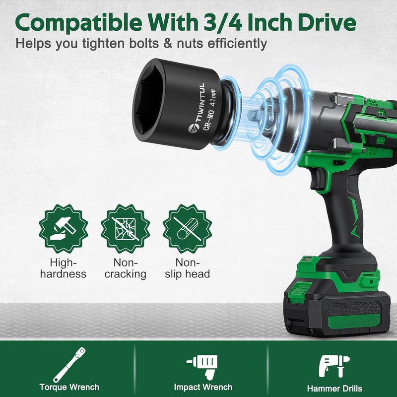TIWINTUL 3/4 Inch Drive Metric Impact Socket 41mm, 6-Point Design, Heat-Treated Chrome Molybdenum Alloy Steel, Spindle Axle Nut Socket for Auto Repair, Easy Removal - Image 4